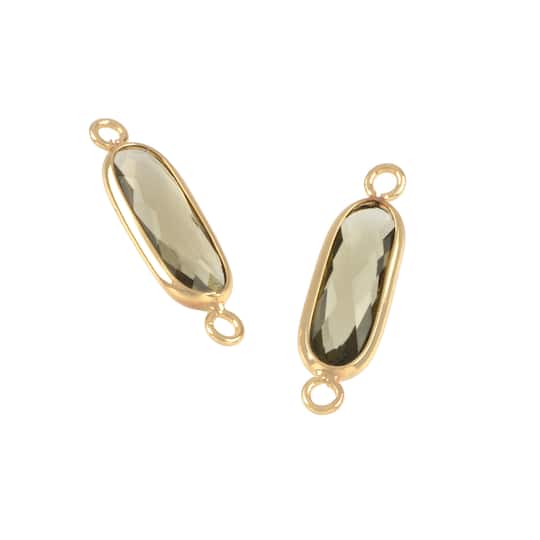 Gold &#x26; Natural Gray Oval Connectors, 21mm by Bead Landing&#x2122;